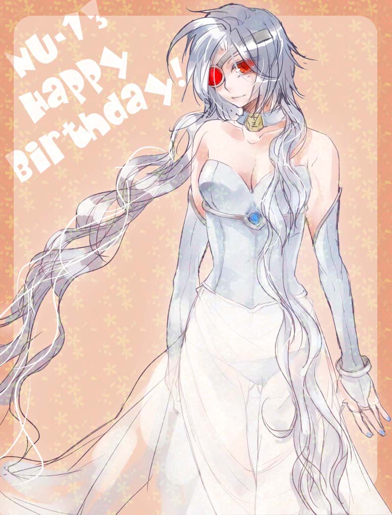 alternate_costume, blazblue, bridal_gauntlets, character_name, choker, dress, eyepatch, female