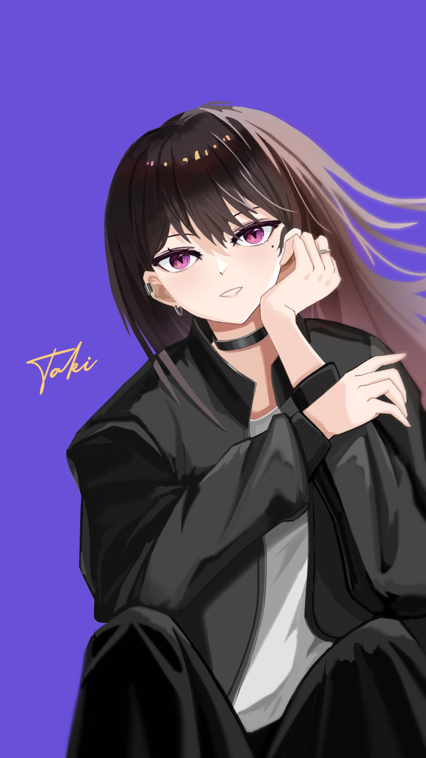 1girl, absurdres, bang_dream!, bang_dream!_it's_mygo!!!!!, bkk_(senmude), black_choker, black_jacket, black_pants