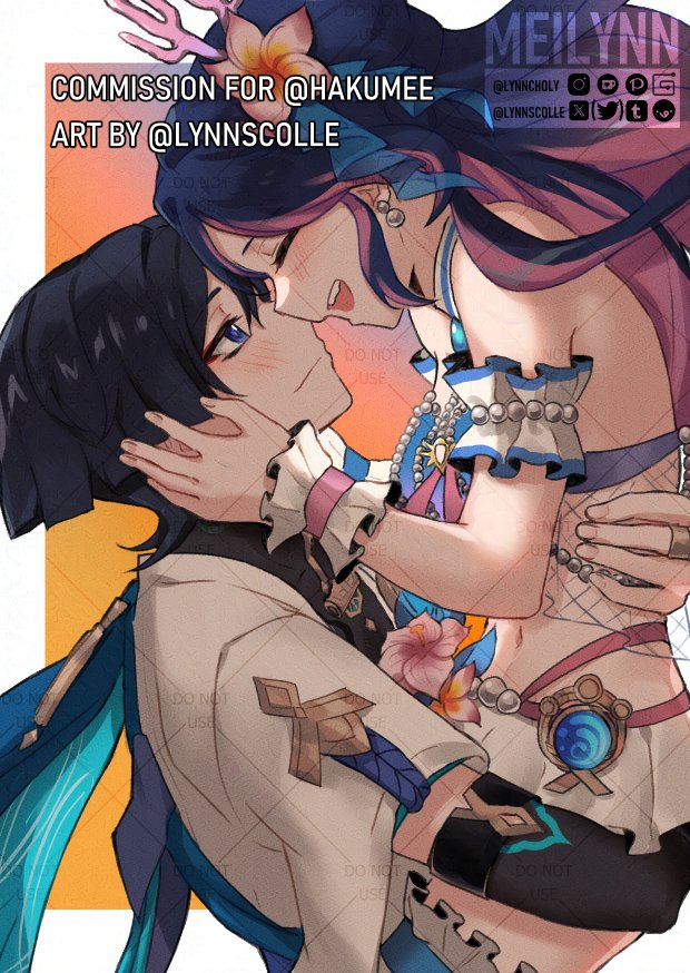 1boy, 1girl, antlers, bare_shoulders, black_bodysuit, black_hair, blue_cape, blue_eyes
