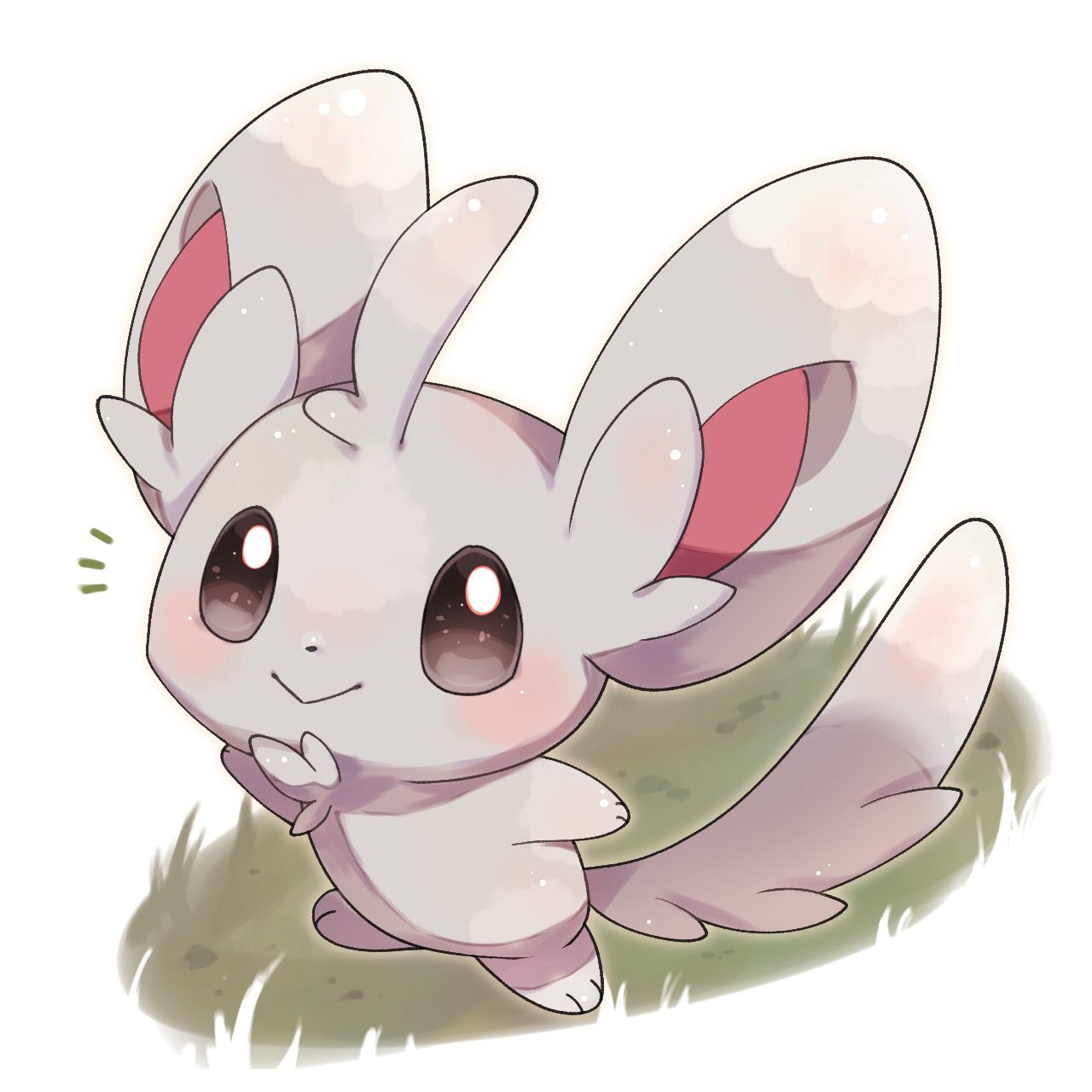 blush, brown_eyes, closed_mouth, full_body, grass, highres, minccino, no_humans