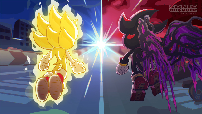 2boys, aura, clenched_hands, doom_wings, floating, from_behind, full_body, furry