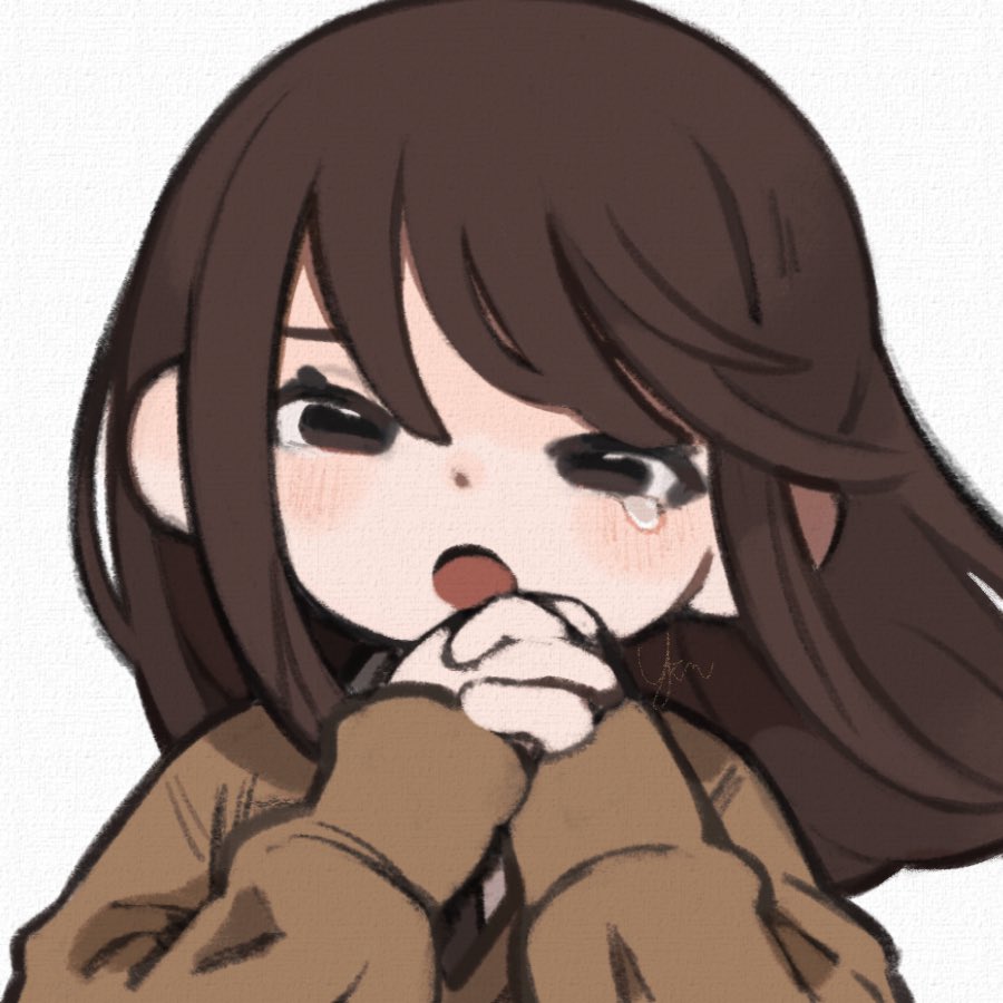 1girl, :o, black_necktie, blush, brown_cardigan, brown_eyes, brown_hair, cardigan