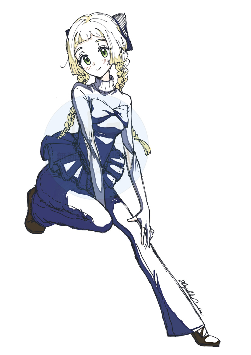 1girl, absurdres, alternate_costume, blush, bow, braid, closed_mouth, commentary_request