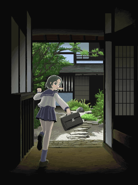 copyright_request, mouth_hold, murasaki-no, oekaki, running, scenery, school_bag, school_uniform