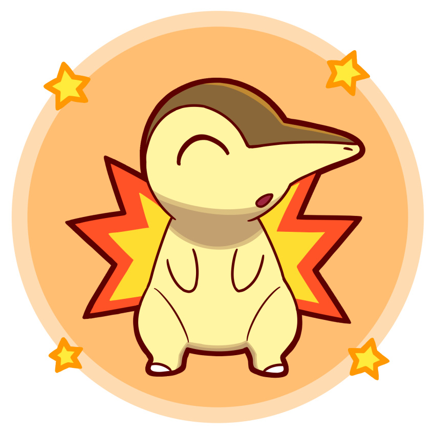 :o, ^_^, alternate_color, border, closed_eyes, commentary_request, cyndaquil, fire