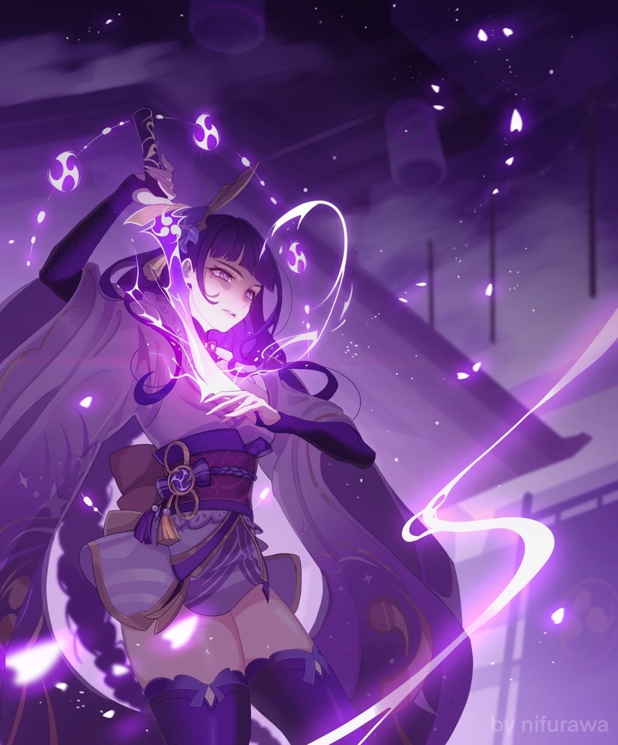 arms_up, artist_name, back_bow, black_thighhighs, blunt_bangs, blurry, blurry_background, bow