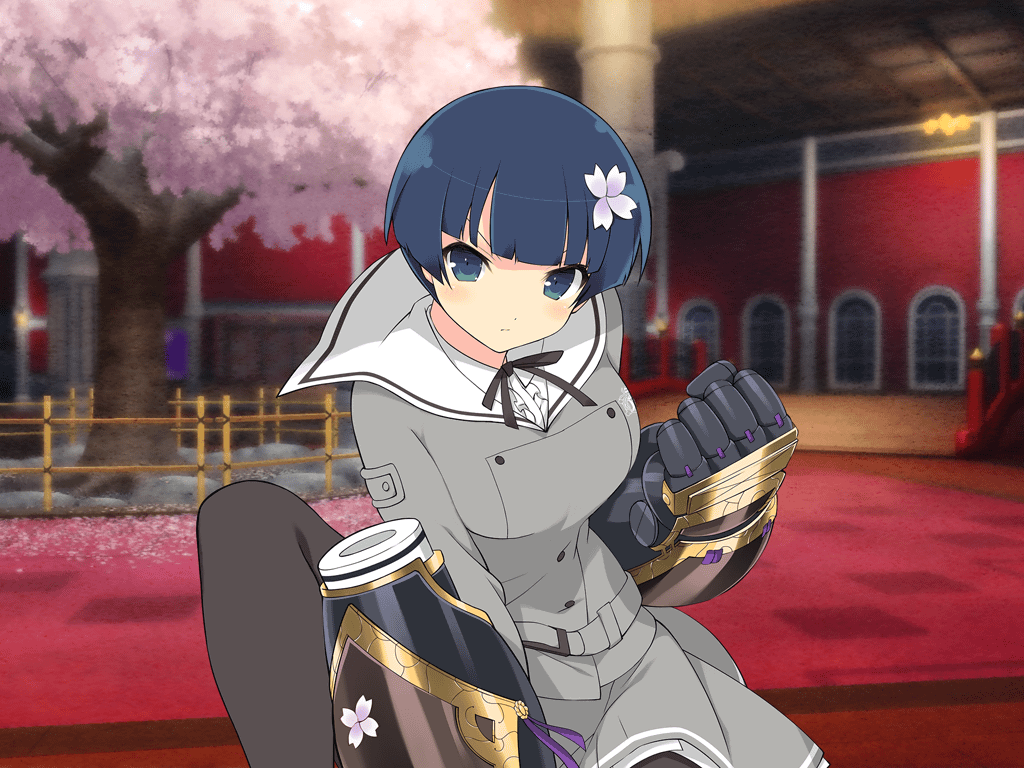 1girl, architecture, black_ribbon, blue_eyes, blue_hair, blunt_bangs, blush, bowl_cut