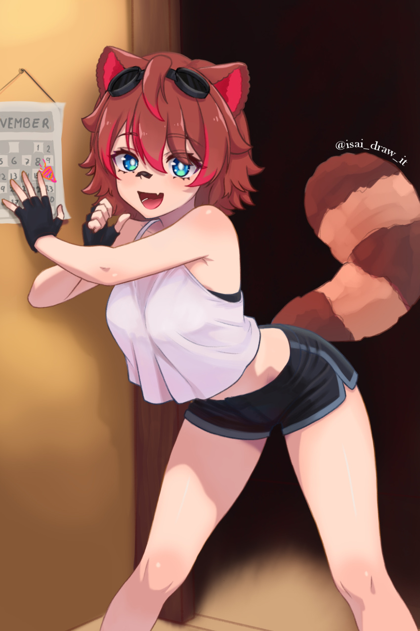 1girl, :d, animal_ears, armpit_crease, bandaid, bandaid_on_face, bandaid_on_nose, bare_shoulders