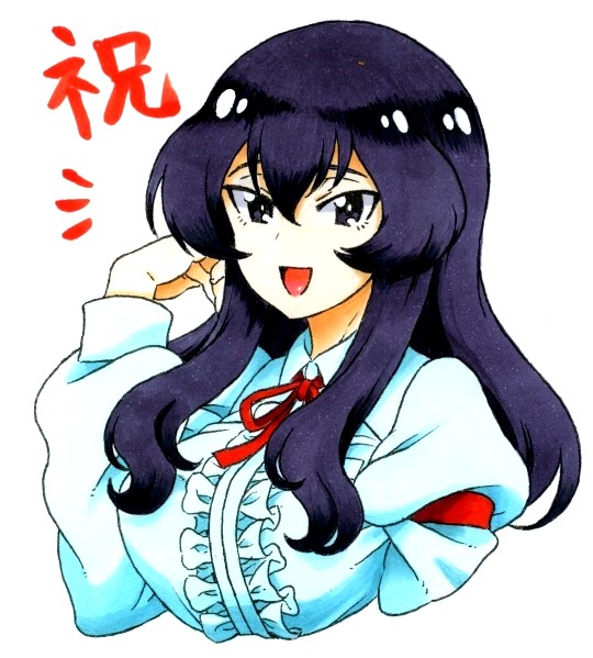 1girl, akaiwa1, blue_eyes, blue_hair, breasts, eclair_(girls_und_panzer), girls_und_panzer, girls_und_panzer_gekitou!_maginot-sen_desu!!