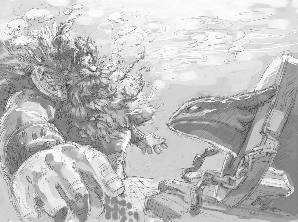 2boys, armor, beard, big_nose, braid, braided_beard, bubble, chain