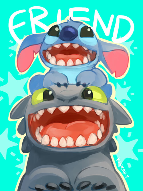 2boys, alien, animal_ears, artist_name, black_eyes, blue_background, blue_fur, claws