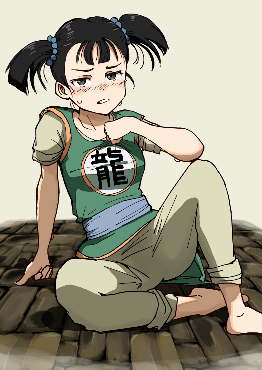 1girl, absurdres, barefoot, black_hair, breasts, commentary_request, dragon_quest, dragon_quest_iii