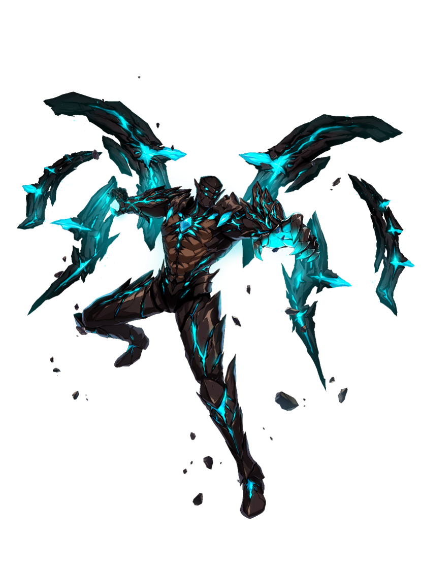 1boy, armor, black_armor, chest_jewel, counter:side, crystal, dominic_king_reginald, fighting_stance
