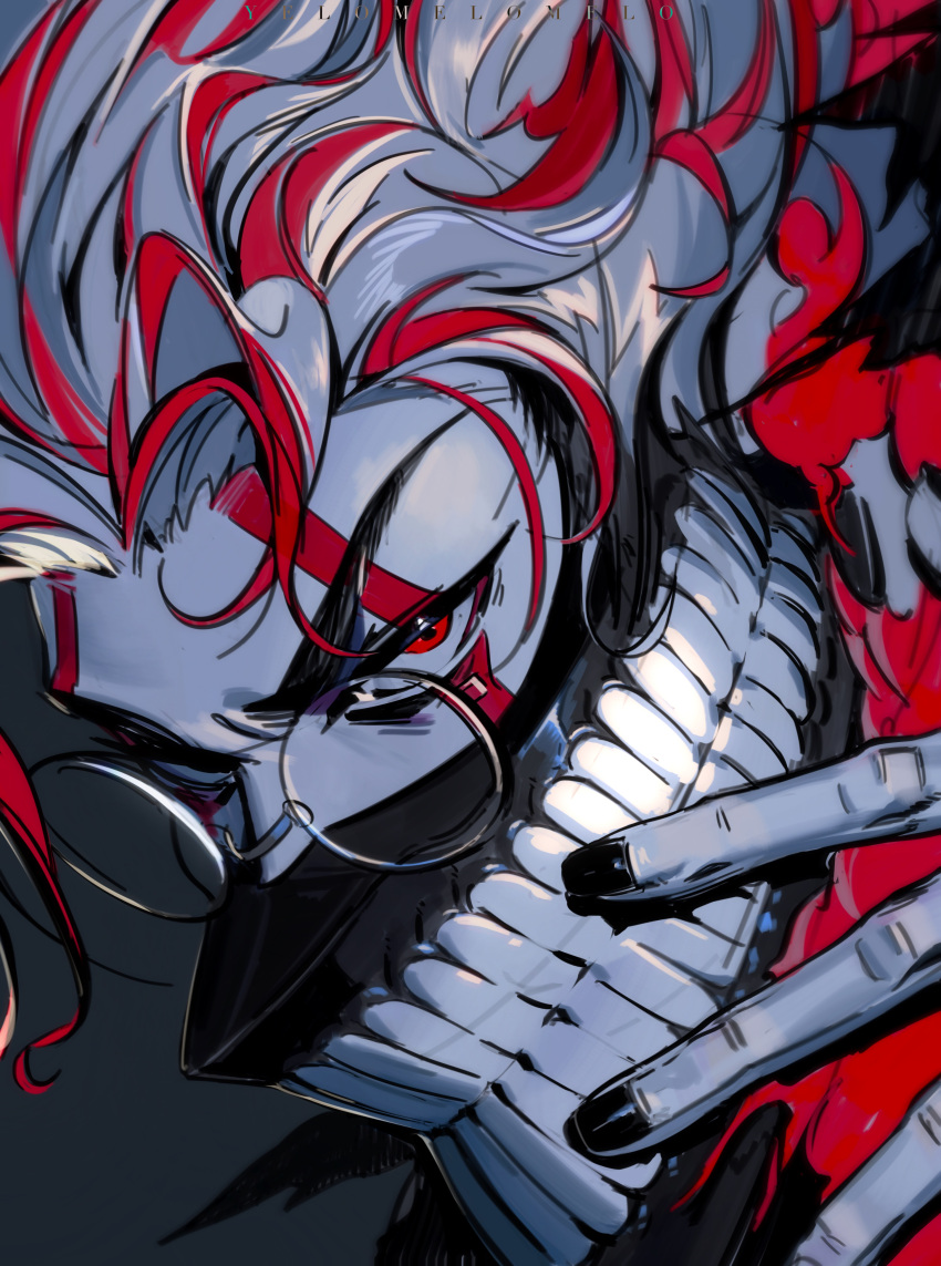 1boy, absurdres, alternate_form, black_nails, chadetteisgiga, dandadan, facial_mark, glasses