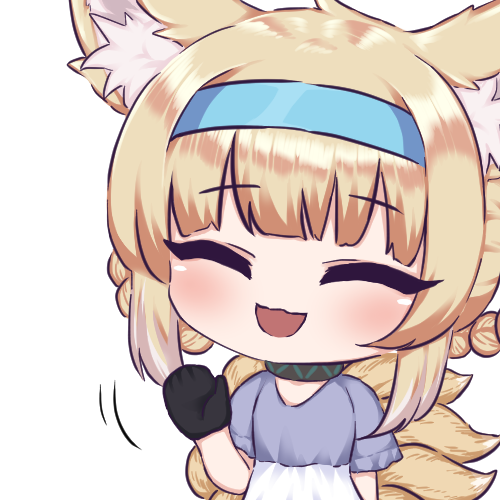 1girl, animal_ear_fluff, animal_ears, arknights, black_gloves, blonde_hair, blue_hairband, blue_shirt