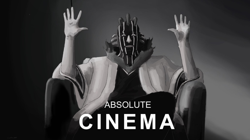 1boy, absolute_cinema_(meme), black_kimono, bleach, bleach:_sennen_kessen-hen, commentary, corarima, english_commentary