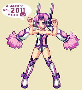 bad_id, boots, breasts, bunny_pose, cleavage, hetano_yoko_sukii, long_hair, lowres