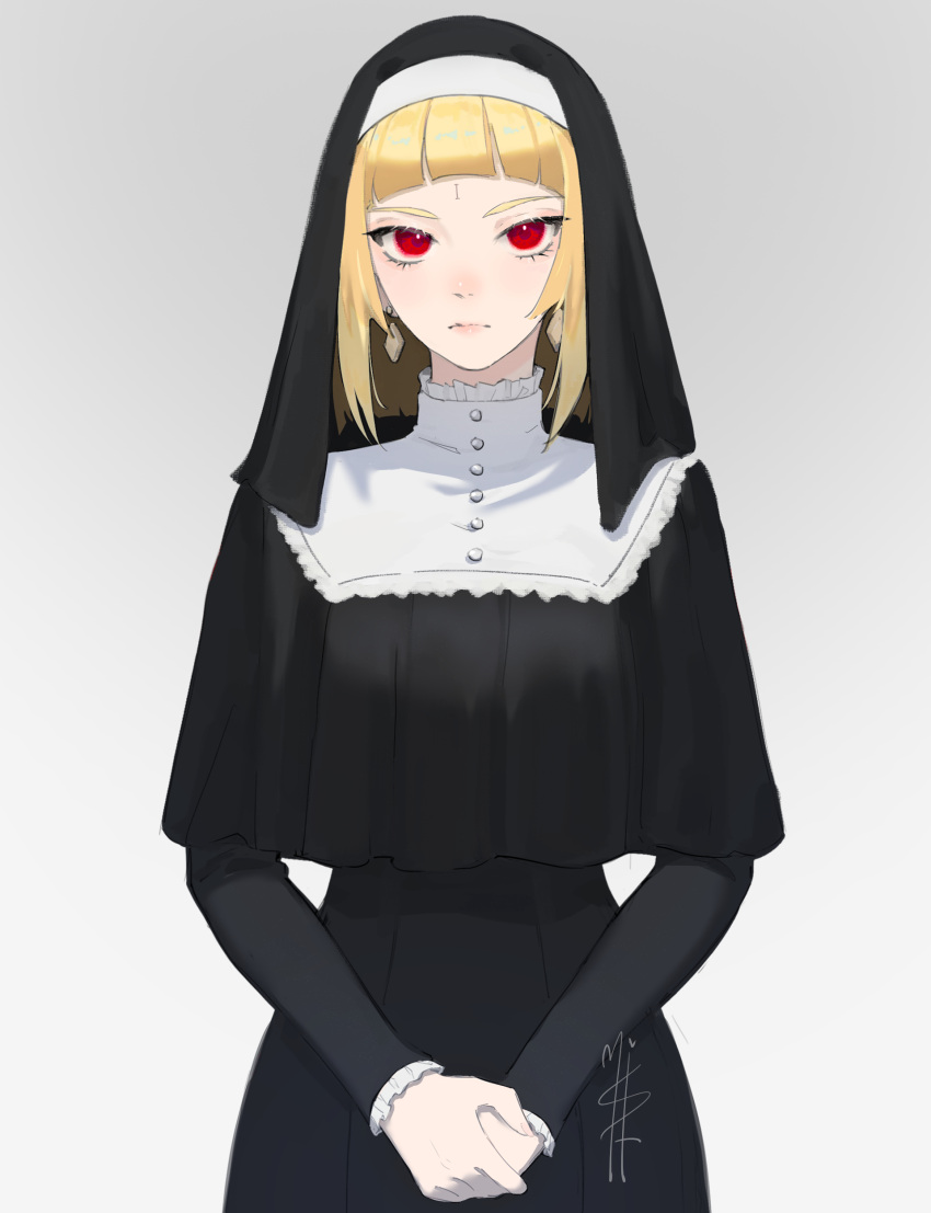 1girl, absurdres, blonde_hair, blunt_bangs, closed_mouth, drag-on_dragoon, drag-on_dragoon_3, dress