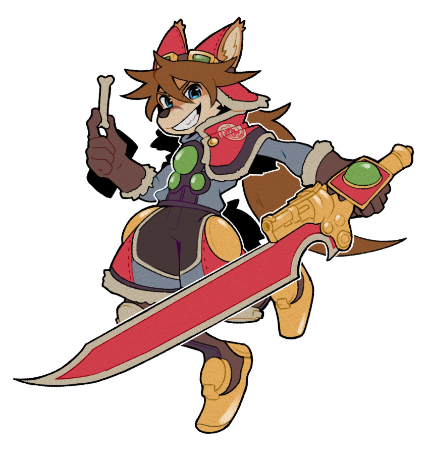 1boy, alm_lobo, bone, brown_hair, capelet, full_body, fur-trimmed_capelet, fur_trim
