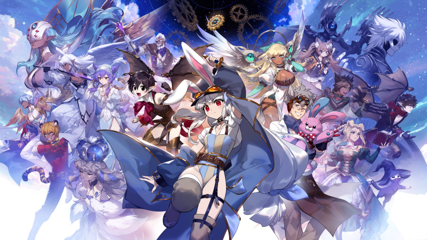 6+boys, 6+girls, absurdres, amaryllis_(tevi), angel, animal_ears, artist_request, blonde_hair