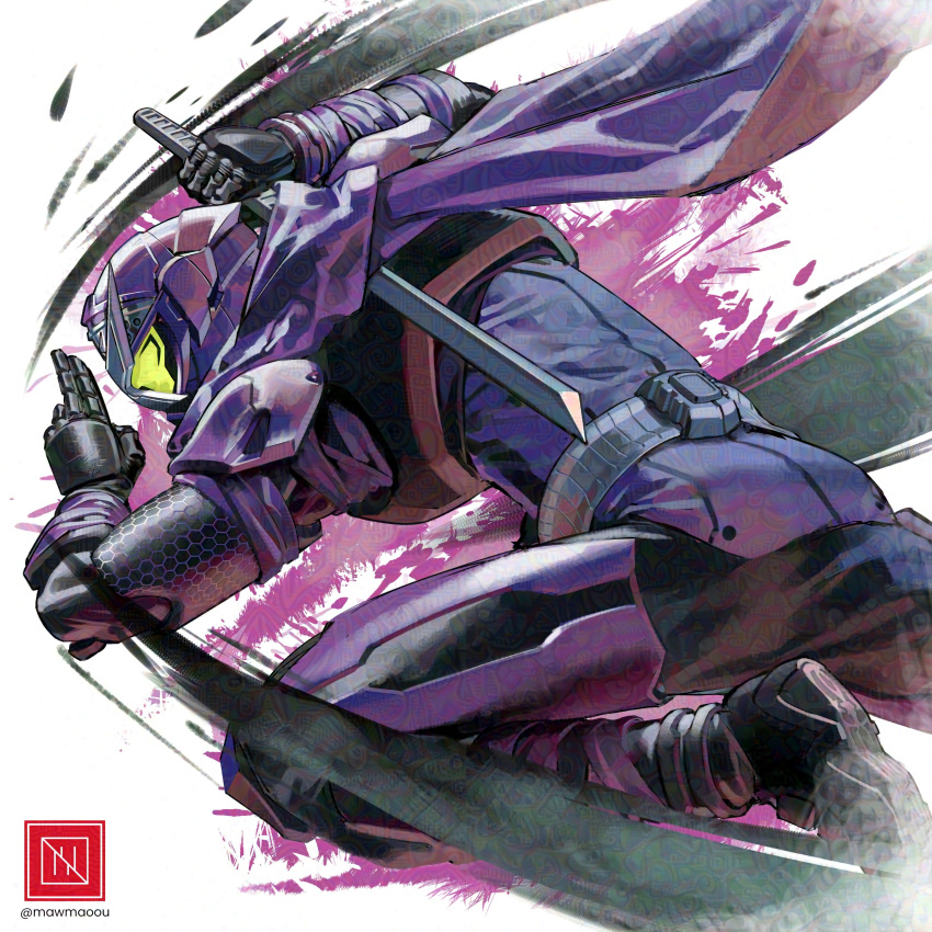 1boy, absurdres, armor, black_bodysuit, bodysuit, helmet, highres, holding