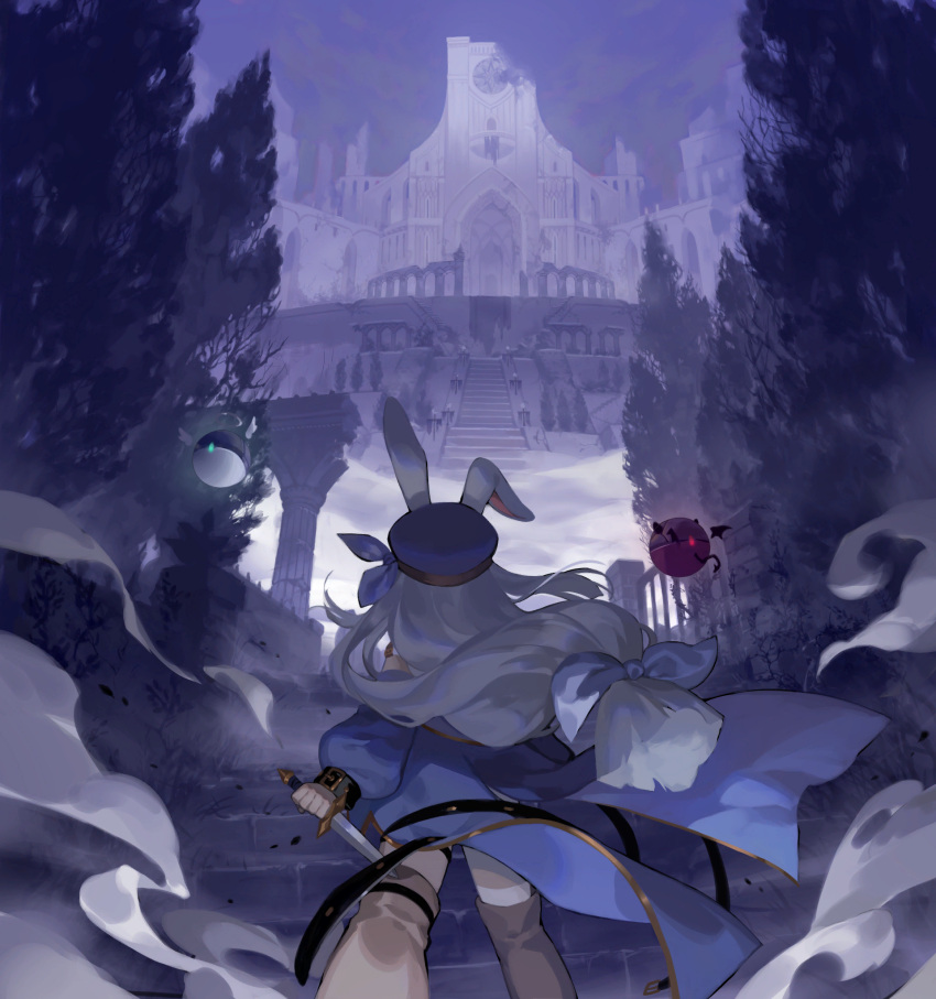 1girl, animal_ears, artist_request, blue_coat, blue_hat, celia_(tevi), check_artist, coat