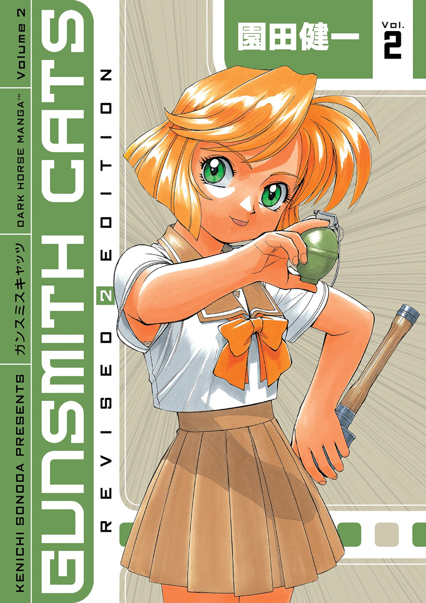 1girl, absurdres, alternate_costume, anti-tank_grenade, artist_name, blonde_hair, blunt_ends, bob_cut