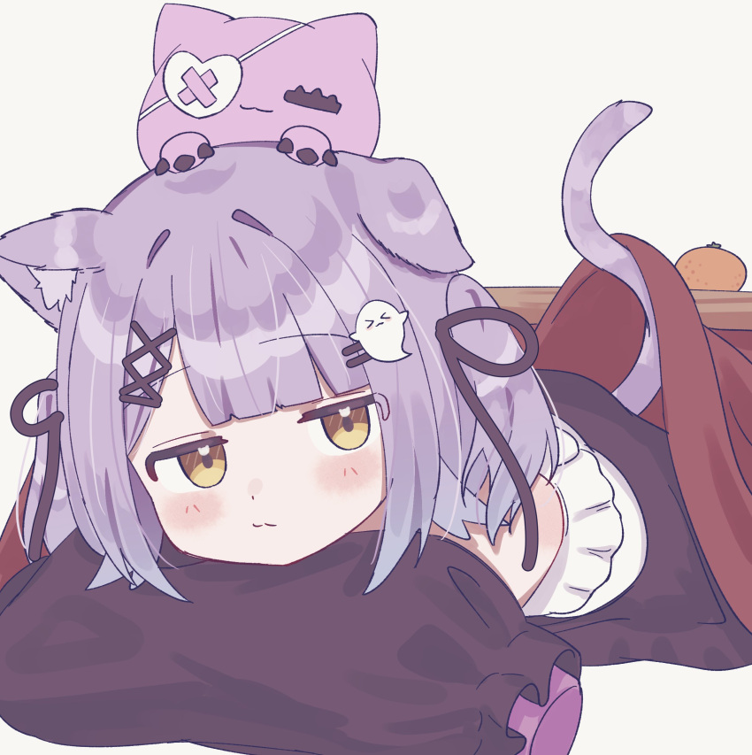 1girl, :3, absurdres, animal_ear_fluff, animal_ears, black_cardigan, black_ribbon, blunt_bangs