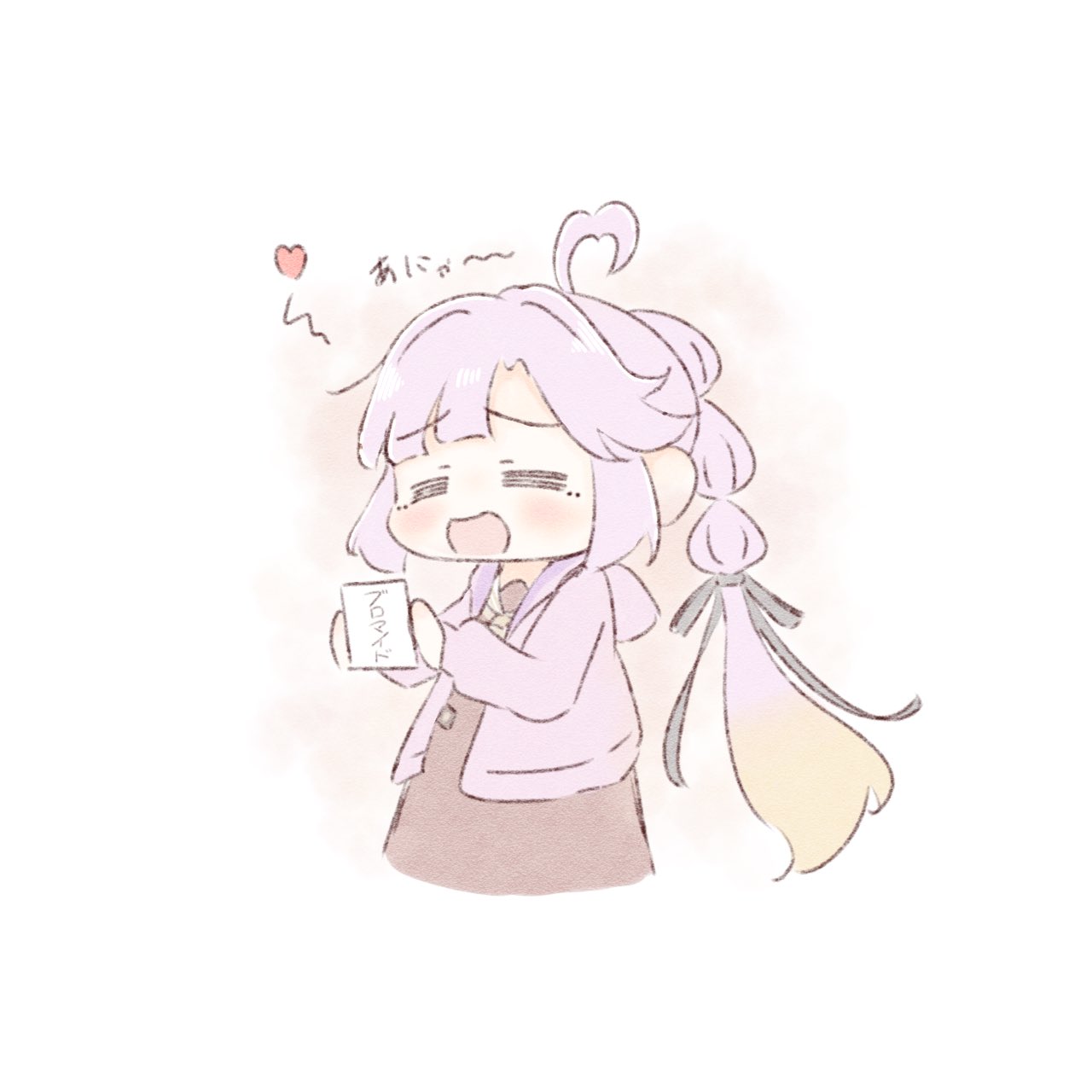 1girl, :d, =_=, ahoge, ameno_ryuu, anyoji_hime, black_ribbon, blonde_hair