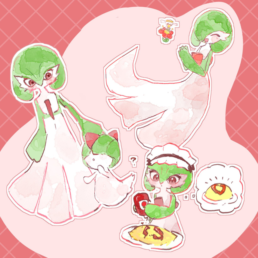 ?, blush, bob_cut, bowl_cut, colored_skin, dress, floette, floette_(red_flower)