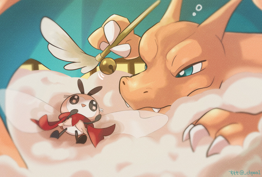 :d, aqua_eyes, bell, cat_teaser, cbpea1, charizard, claws, closed_mouth
