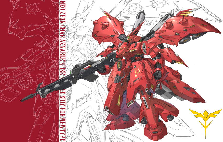 absurdres, beam_rifle, char's_counterattack, char's_counterattack_-_beltorchika's_children, emblem, energy_gun, english_commentary, funnels_(gundam)