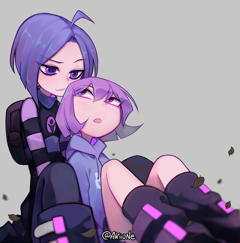 2girls, boots, dress, gazlene_membrane, goth_fashion, invader_zim, long_hair, long_sleeves