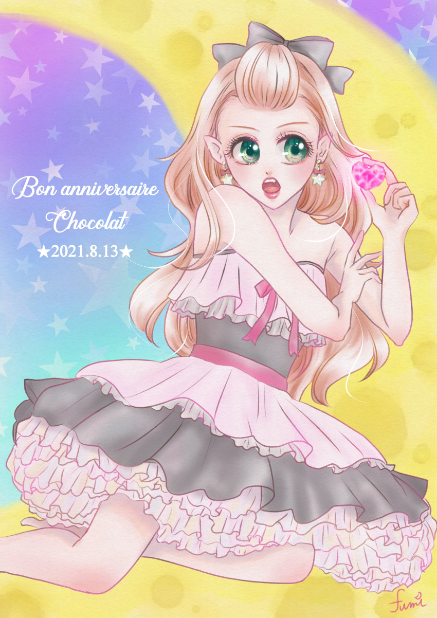 1girl, absurdres, black_dress, character_name, chocolat_meilleure, commentary_request, dated, dress