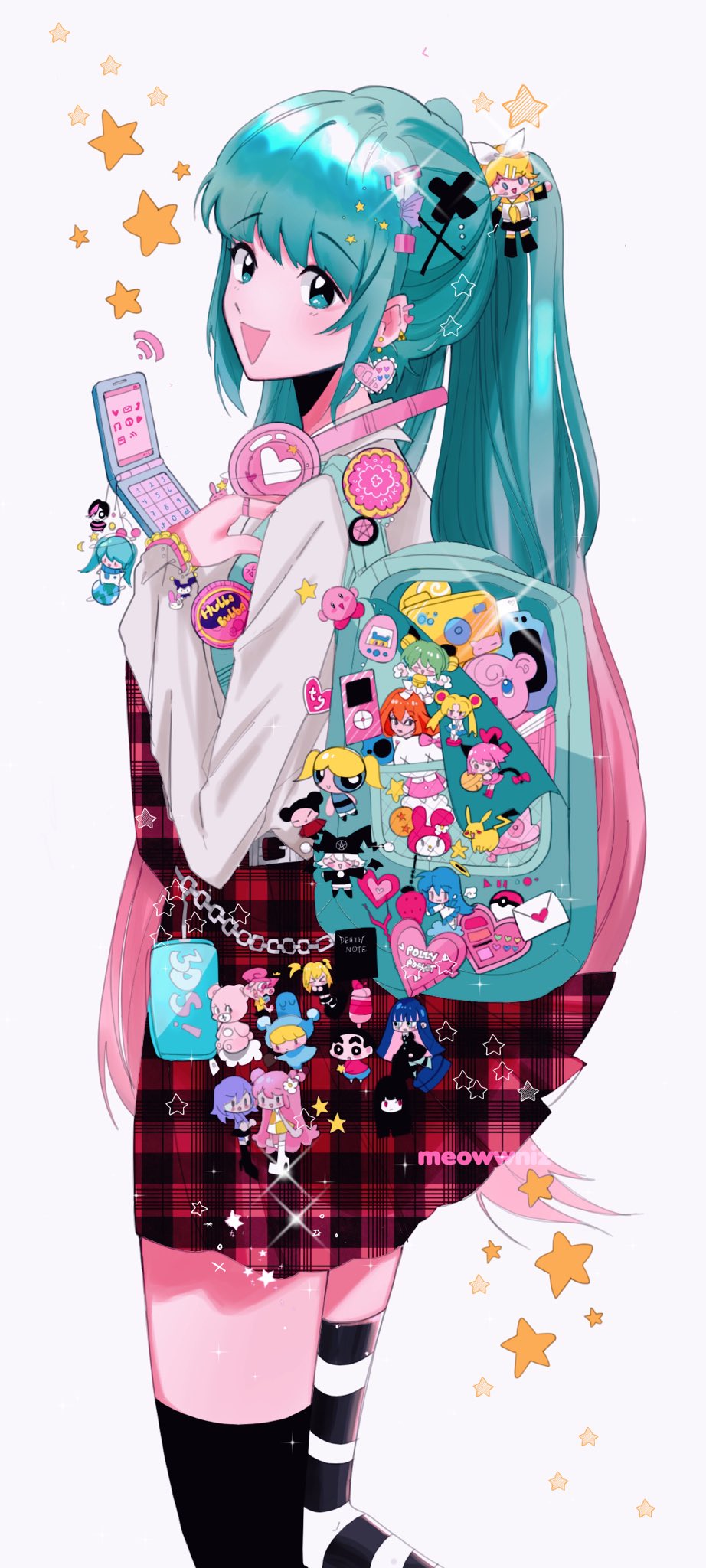 1girl, alternate_costume, aqua_eyes, aqua_hair, bishoujo_senshi_sailor_moon, blonde_hair, bubbles_(ppg), cartoon_network