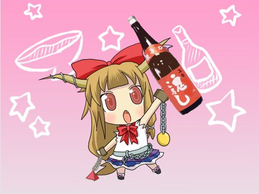 1girl, blonde_hair, bow, buri_hamachi, chibi, feita_(counterfeit), hair_bow, horn_ornament