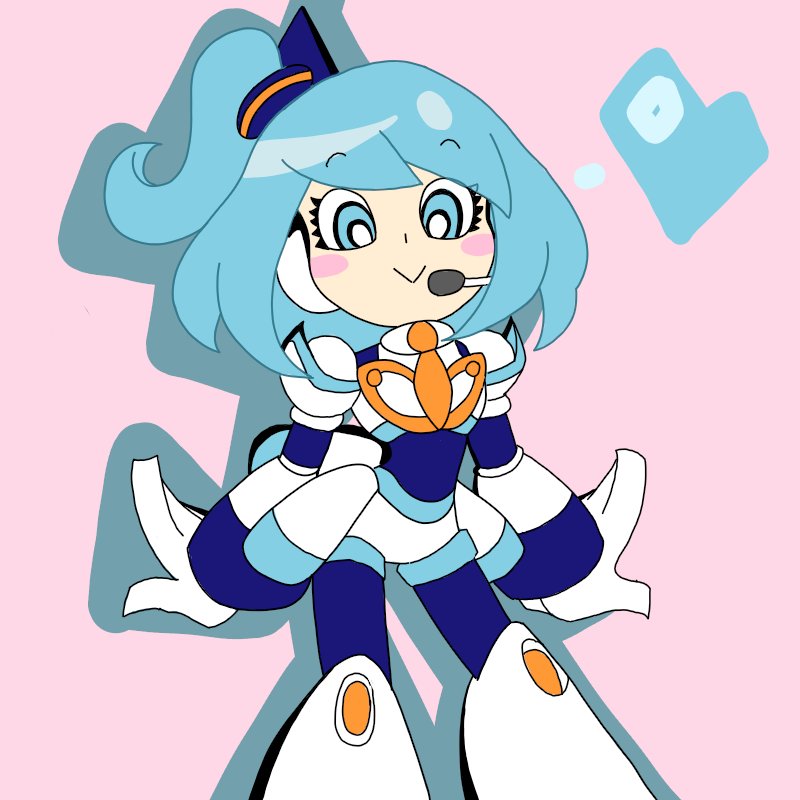 1girl, blue_eyes, blue_hair, blush_stickers, chibi, cowboy_shot, headphones, heart
