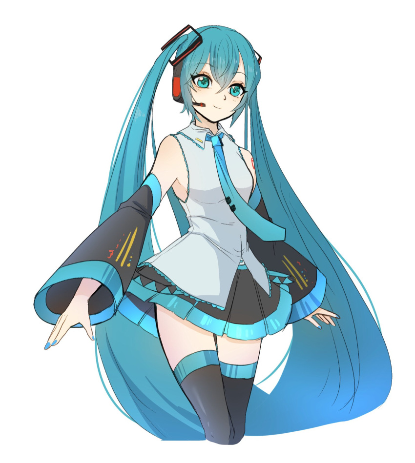1girl, aqua_eyes, aqua_hair, blue_eyes, blue_hair, choco_hosikawa, detached_sleeves, hair_between_eyes