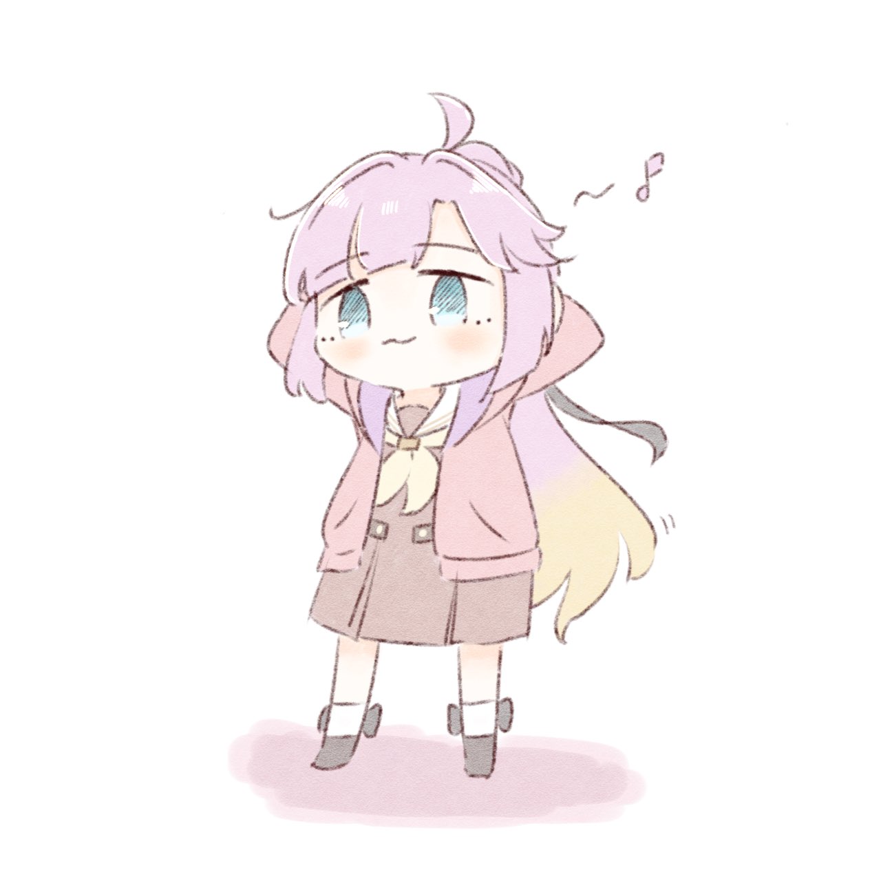 1girl, :3, ahoge, ameno_ryuu, anyoji_hime, arms_behind_head, black_bow, black_footwear