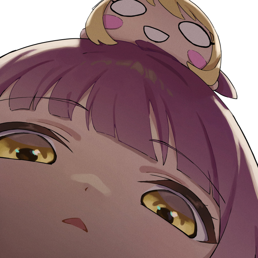 1girl, :d, absurdres, ahoge, blonde_hair, blunt_bangs, blush_stickers, character_doll