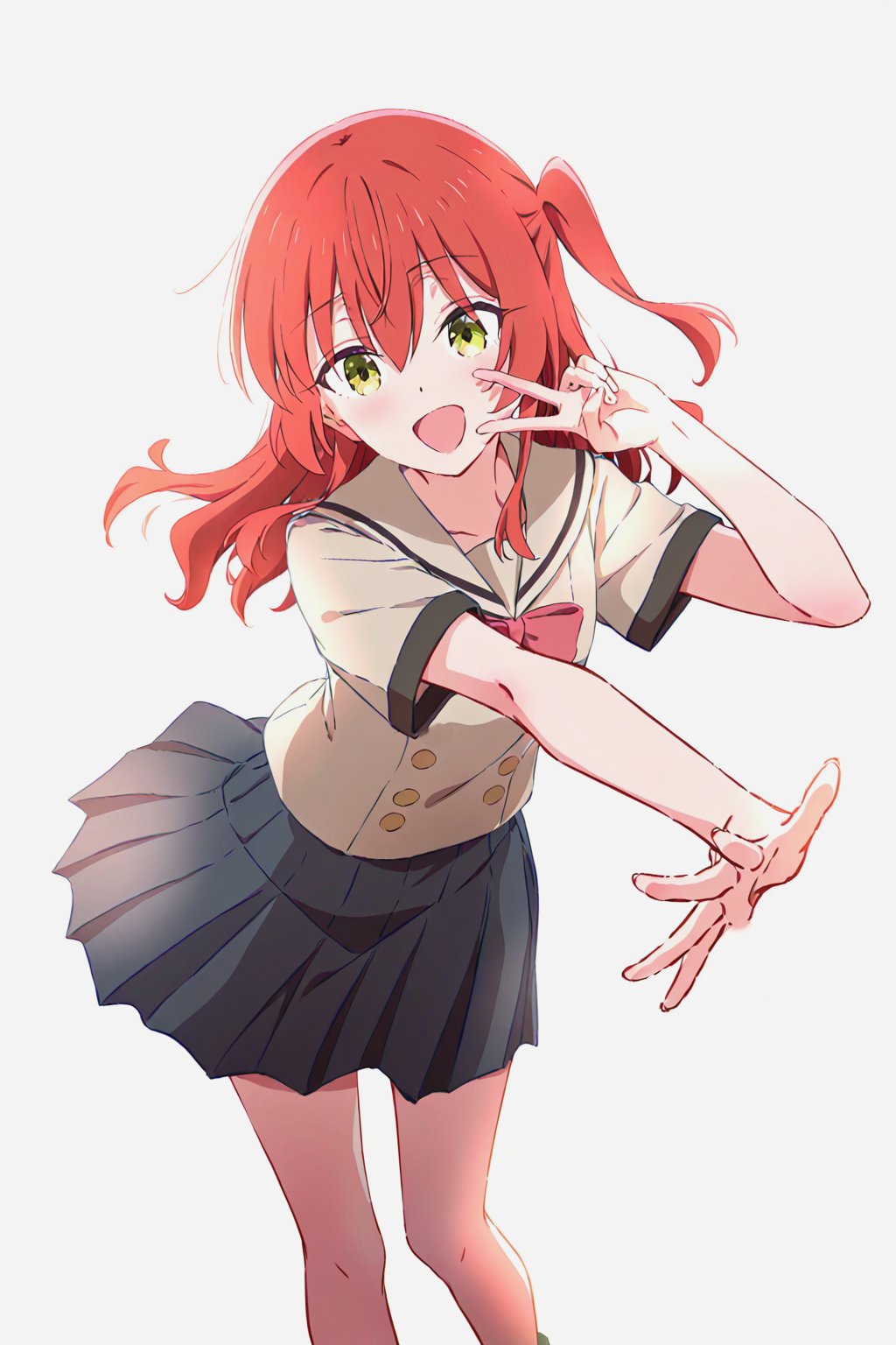 1girl, blush, bocchi_the_rock!, bow, bowtie, collarbone, commentary_request, highres