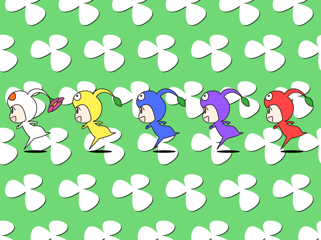 5others, blue_eyes, blue_pikmin, blue_pikmin_(cosplay), chibi, cosplay, floral_background, leaf