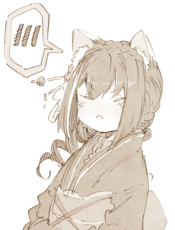 1girl, abara_heiki, animal_ears, closed_eyes, floral_print, flower, hair_flower, hair_ornament