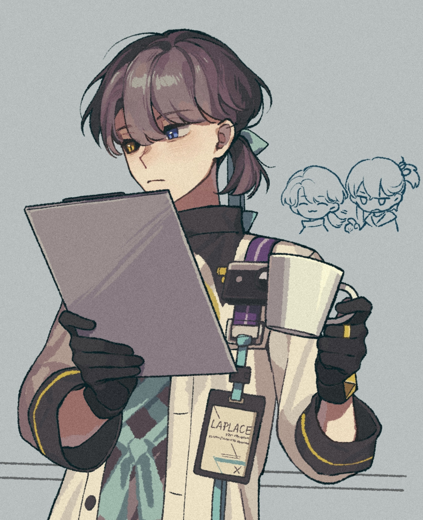 1boy, 1other, alternate_hairstyle, black_sclera, blue_eyes, calamine_black, chibi, chibi_inset