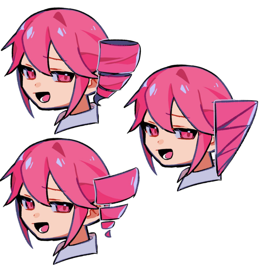 1girl, avocado_hamburg, collared_shirt, cropped_head, double-parted_bangs, drill_hair, dual_persona, hair_between_eyes