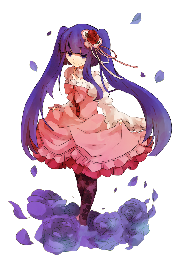 a229, bad_id, blue_hair, dress, flower, furudo_erika, hair_flower, hair_ornament