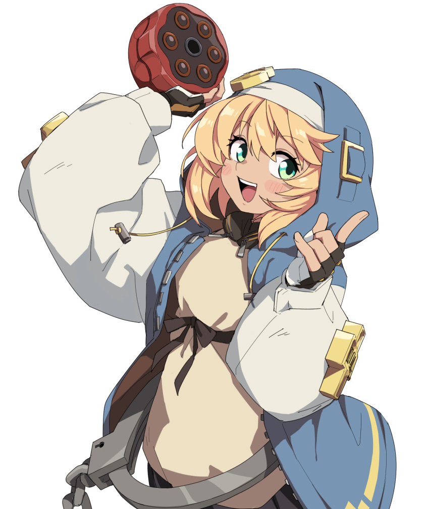 black_gloves, blond_hair, blush, bridget_(guilty_gear), femboy, fingerless_gloves, gloves, green_eyes