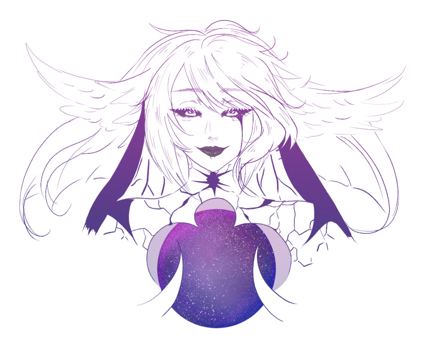 1girl, alciel-art, athena_(ff14), black_sclera, bloom, closed_mouth, colored_sclera, cropped_torso