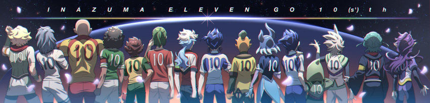 6+boys, akurousu_obiesu, anniversary, armband, back, bald, big_bang_(inazuma_eleven), big_waves