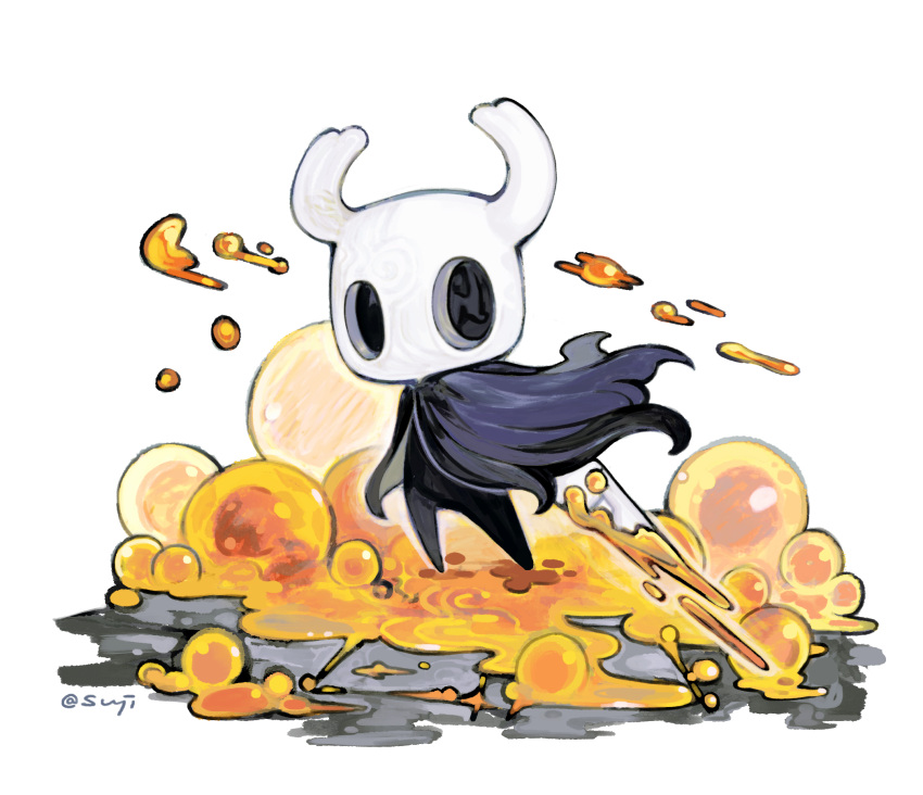 1other, black_cape, bubble, cape, chibi, chibi_only, chinese_commentary, commentary_request